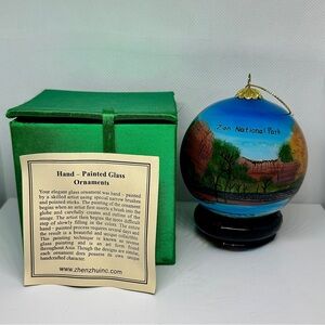 Zion National Park, Utah Hand-Painted Glass Ornament Keepsake